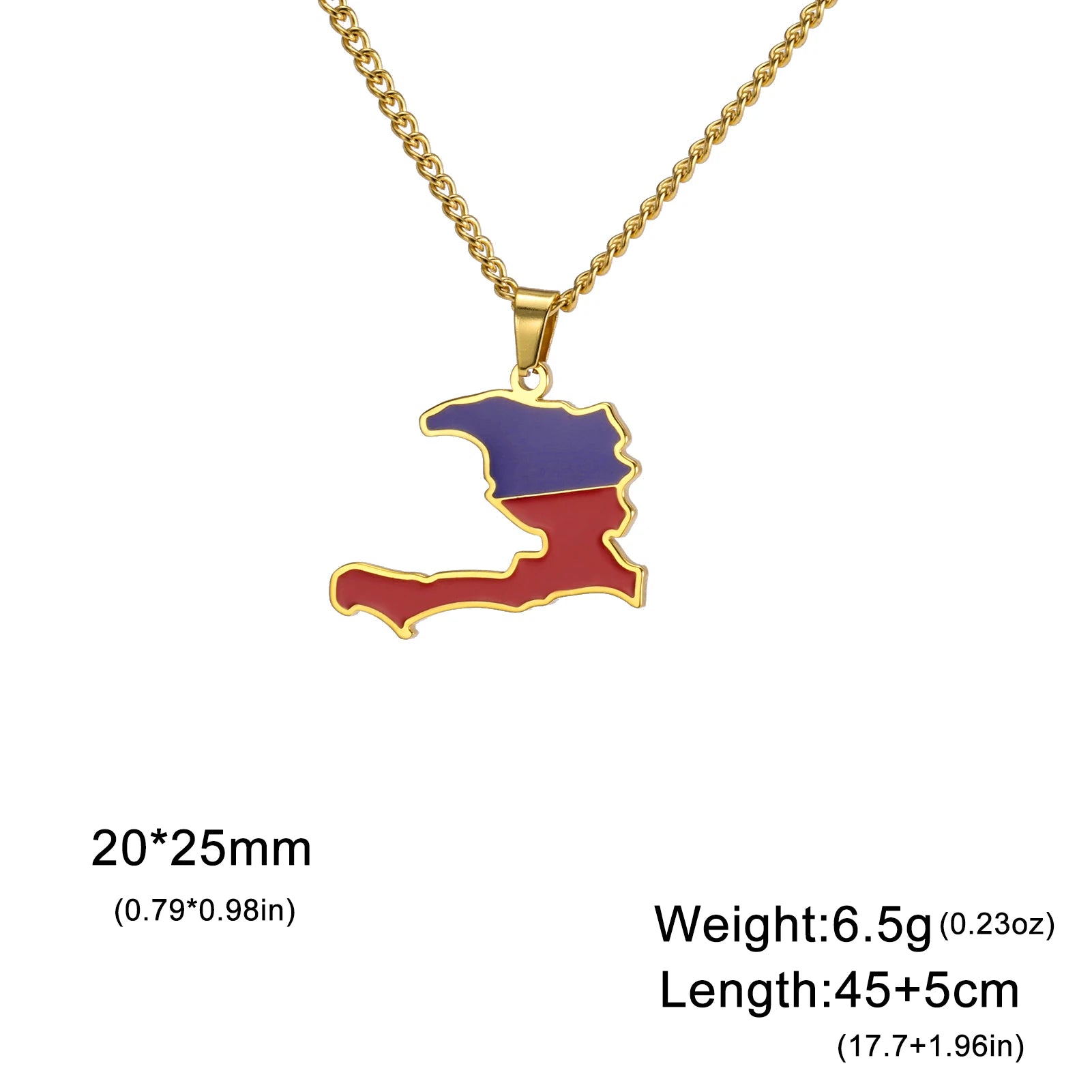 Haiti Flag Map Pendant Necklace – Stainless Steel Haitian Pride Jewelry for Men & Women