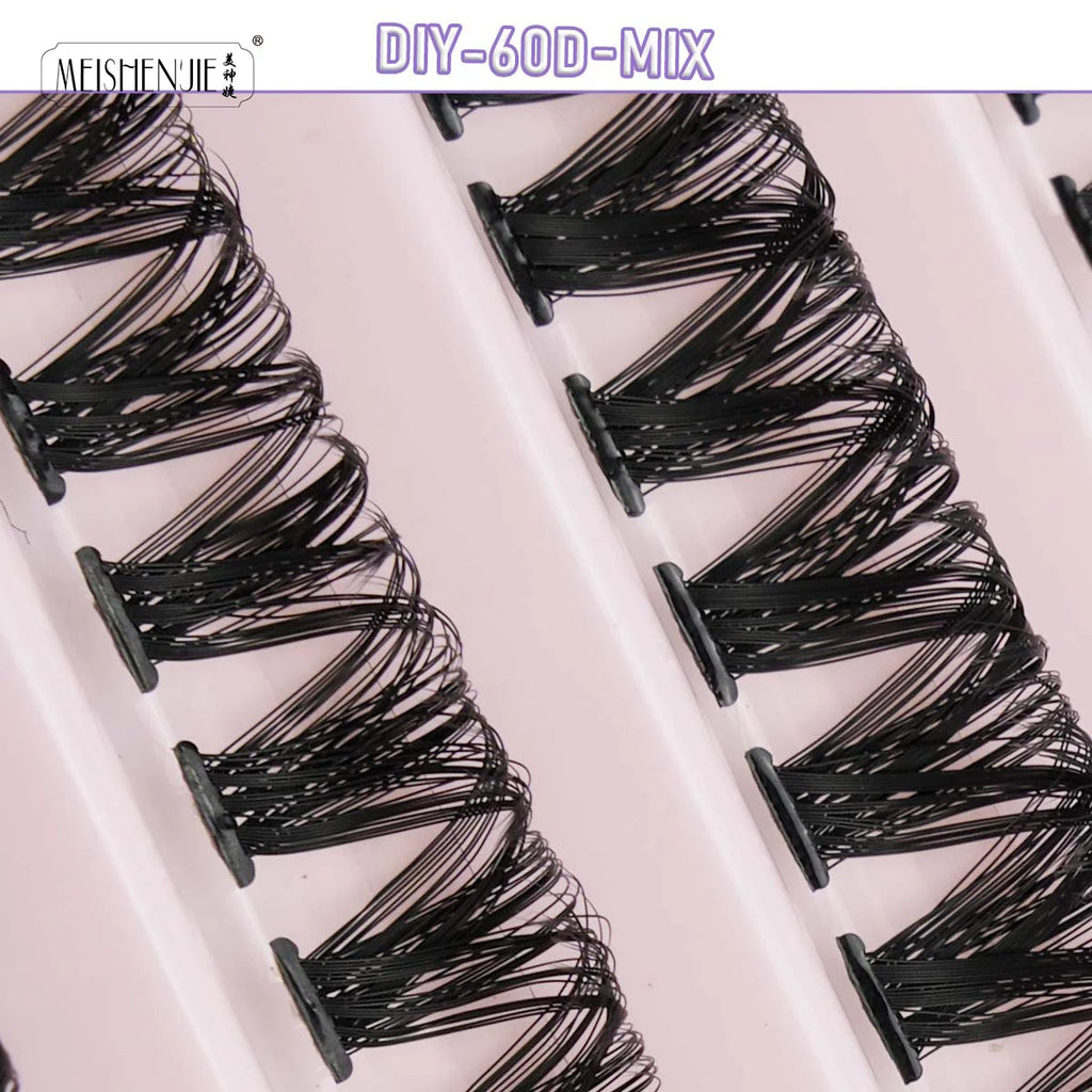 New 10Rows Individual Lashes Kit Natural Long DIY Cluster Eyelashes with Lash Bond and Seal Extension Kit Makeup Tools Faux Cils