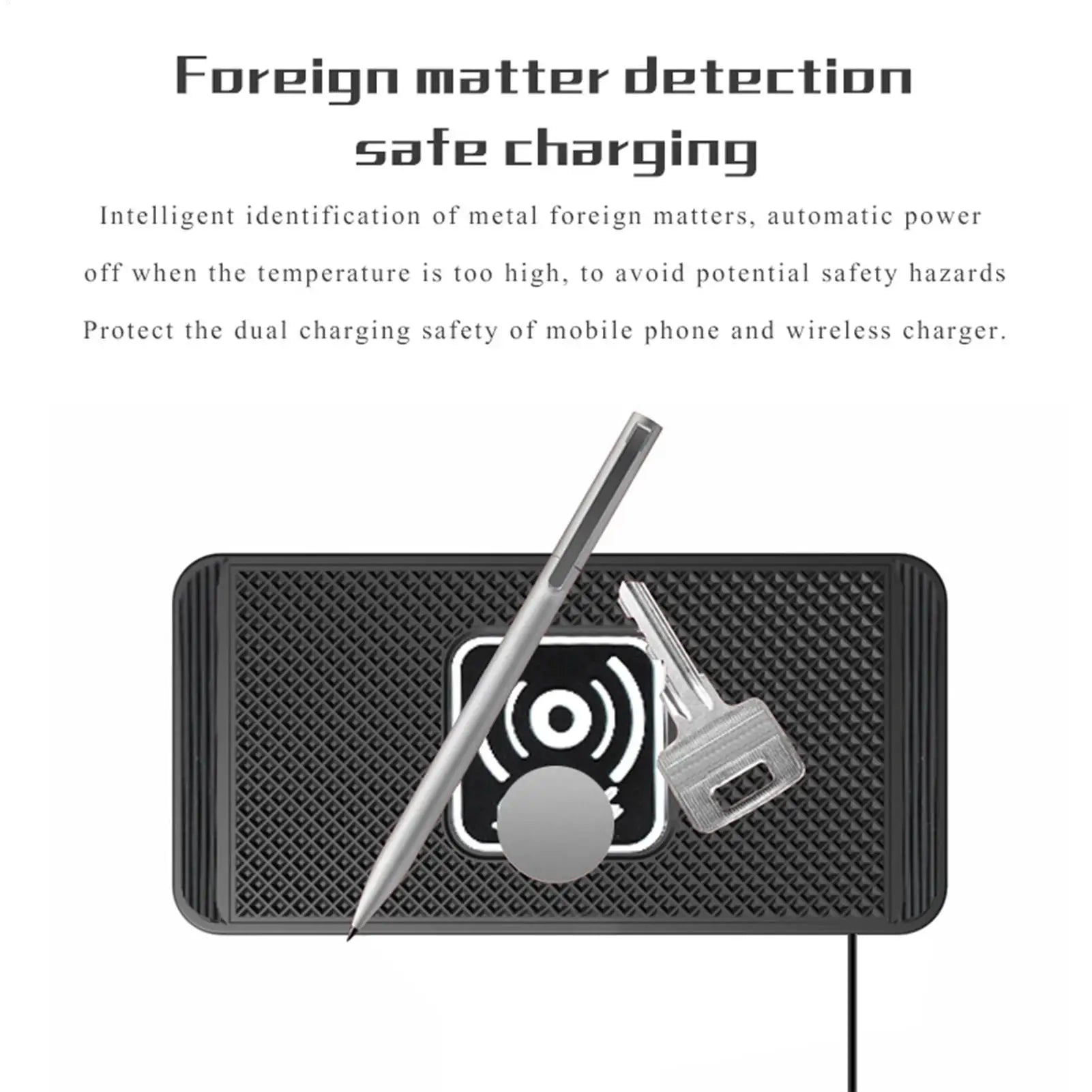 Wireless Phone Charger Wireless Car Charger Pad For Car 39 Inch Cable Automatic Sensing Non-Slip Charging Mat For Phone Vehicle