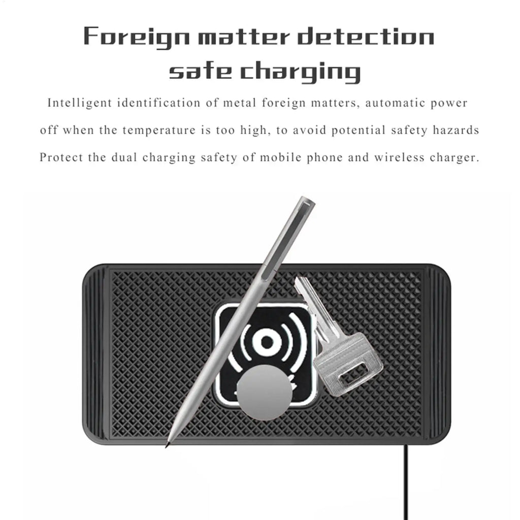 Wireless Car Charger Pad – Auto-Sensing Non-Slip Charging Mat for Vehicles