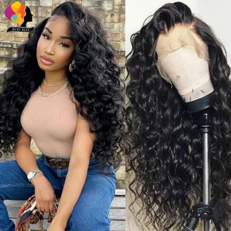 13x6 Loose Deep Wave Lace Front Human Hair Wig Brazilian 13x4 Transparent Lace Frontal Wigs for Black Women Curly Human Hair Wig