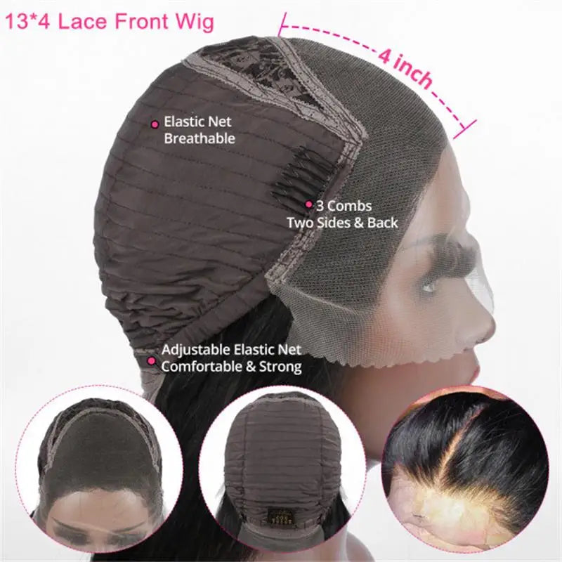 Ali Pearl Hair 13x4 Lace Frontal Wig Transparent Brazilian Body Wave 5x5 Closure Wig Pre Plucked Human Hair Wig 180 Density