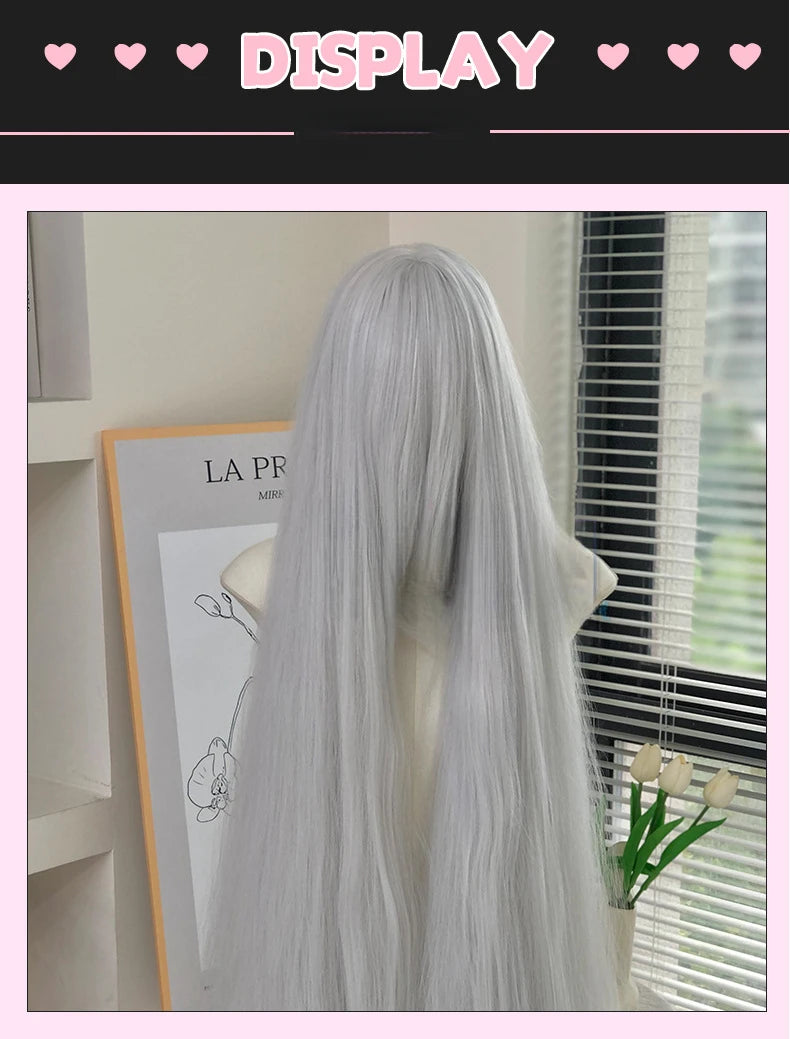Cosplay Wig 100cm Extra Thick and Long Straight Wig with Bangs Anime Heat Resistant Fiber Christmas Halloween Cosplay Party Wigs