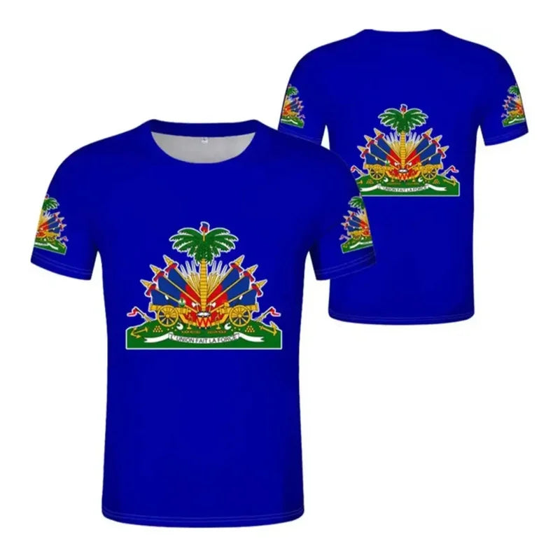 Haitian Flag & National Emblem 3D Print T-Shirt – Men's Short Sleeve Fashion Tee