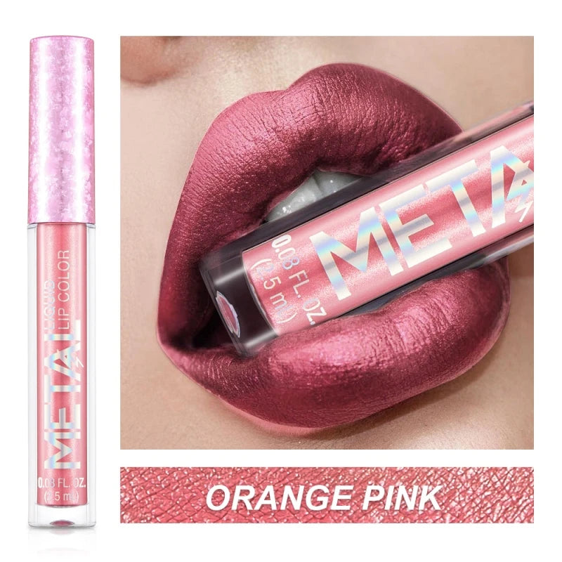 Metallic Matte Liquid Lipstick Waterproof Long Lasting Non-Stick Cup Matte Shimmer Glitter Lip Gloss Women Lips Makeup 12 Colors