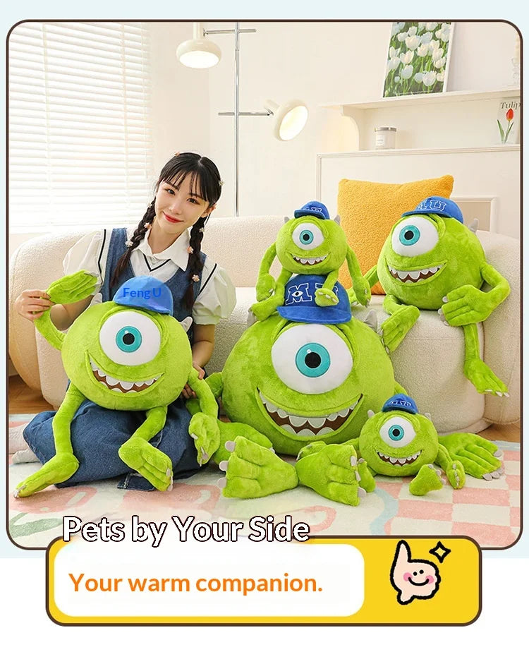 Mike Wazowski Plush Toy | Monsters University Stuffed Animal | Soft PP Cotton | 35cm, 60cm & 80cm