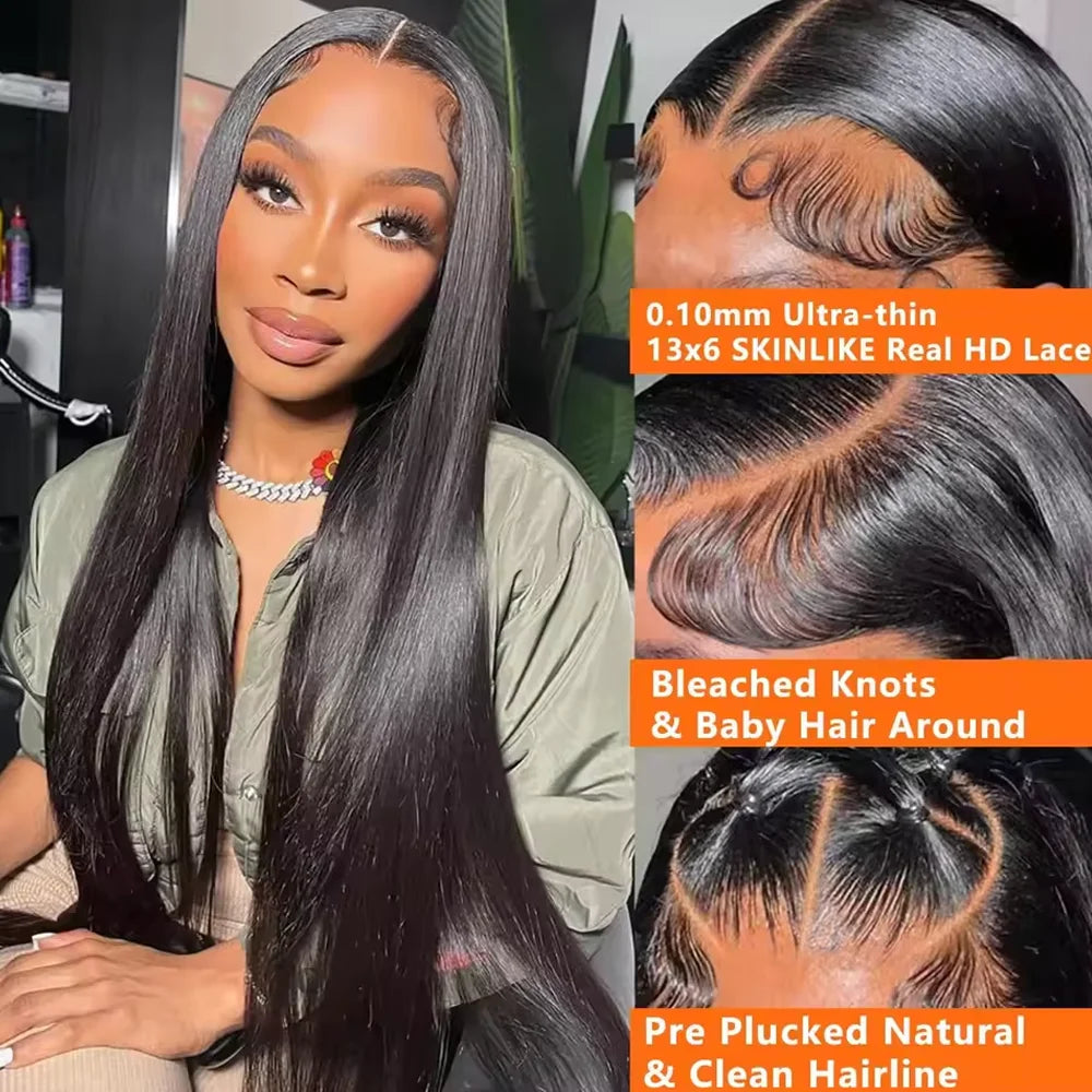 36 Inches Bone Straight Lace Front Wig Human Hair 13X4 Hd Lace Frontal Wig 13X6 Glueless Wig Human Hair For Black Women