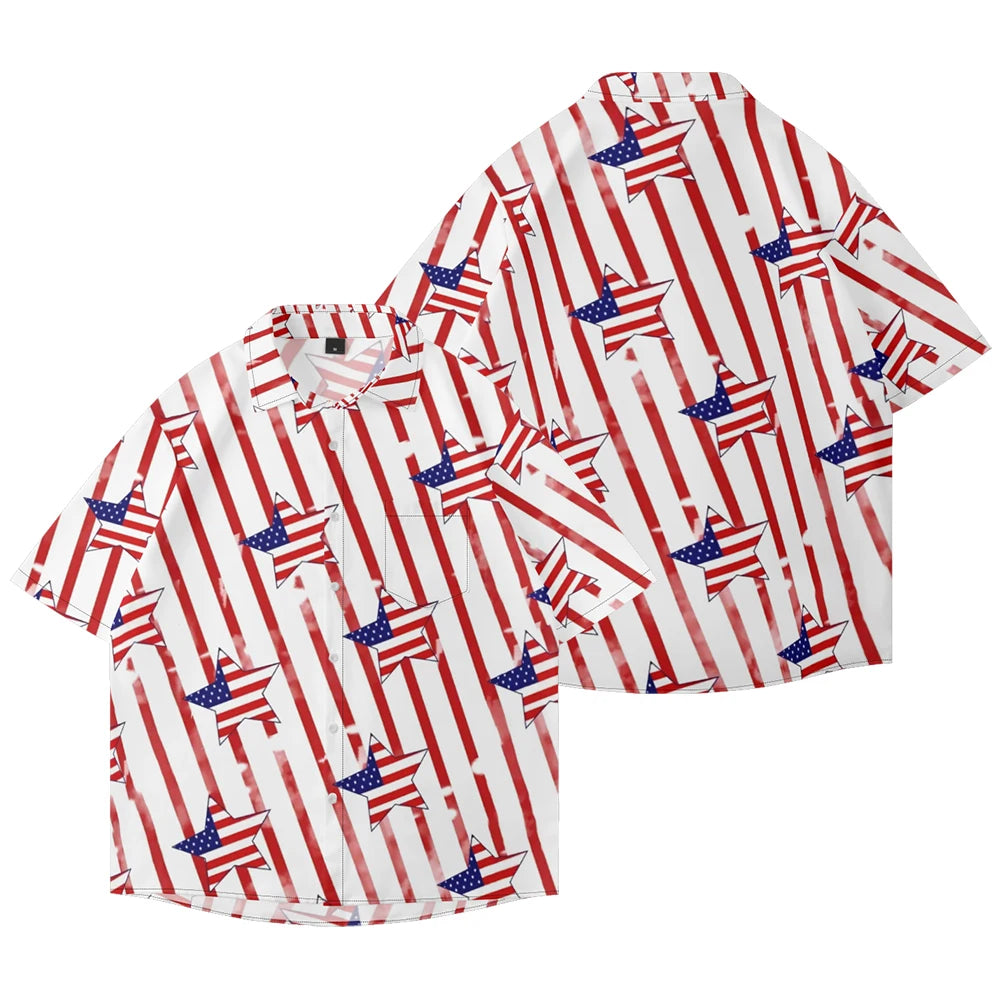 Men's American Flag Hawaiian Shirt – 4th of July Button-Up