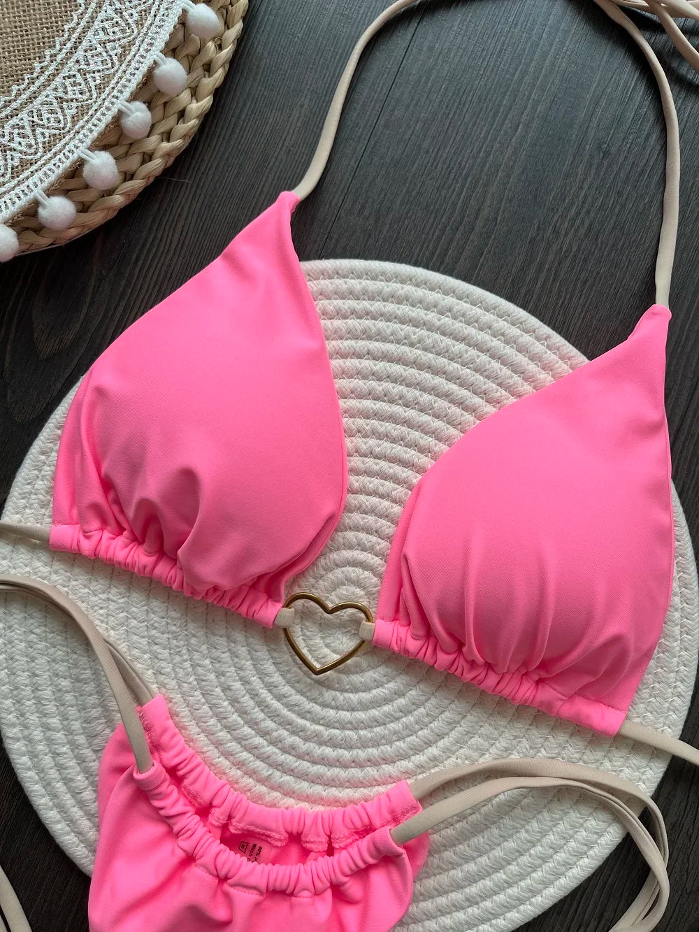 Sexy Halter Solid color Bikini Set Women's Swimsuit Two-piece Triangle Thong Swimwear Bathing Suit Brazilian Biquinis