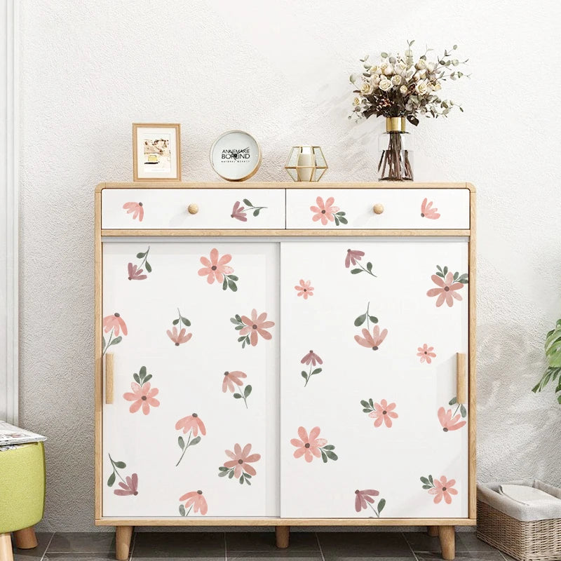 30pcs Boho Little Flower Wall Stickers | Removable PVC Floral Decals | Living Room Bedroom Nursery Home Decor