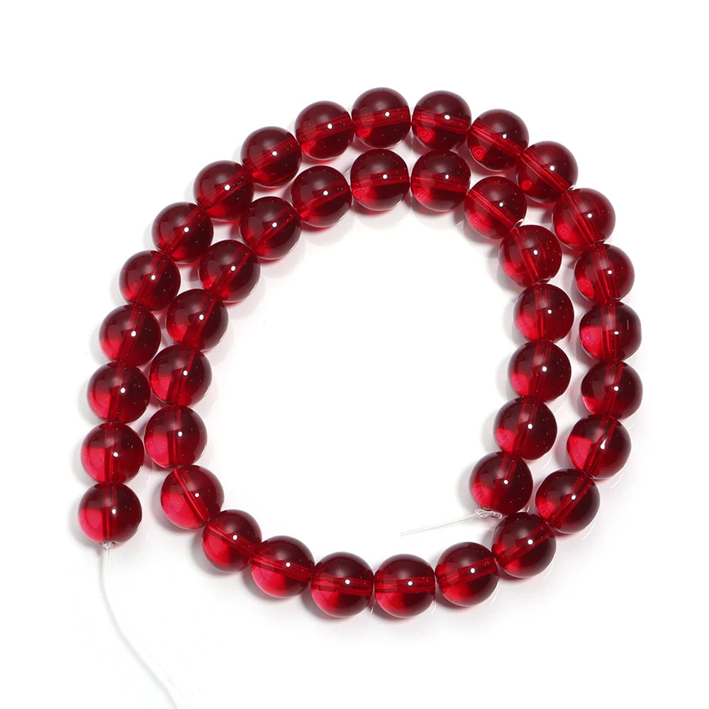 1 Strand Red Glass Beads 4/6/8/10/12mm Round Crystal Loose Spacer Bead for Jewelry Making Stuff DIY Necklace Bracelet Wholesale