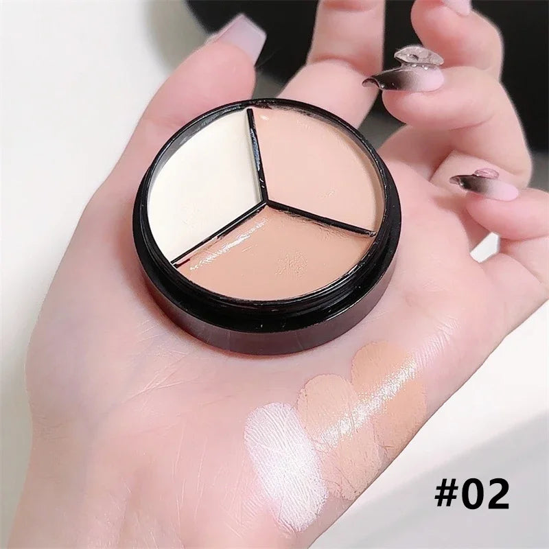 3-Color Concealer Palette High Coverage Concealer Cover Anti Dark Circle Freckle Natural Finish Foundation Face Makeup Base