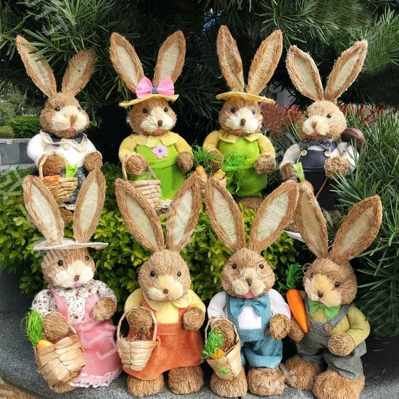 Easter Bunny Woven Grass Rabbit Decor | Handmade Rustic Holiday Decoration | Unique Easter Gift for Home & Kids