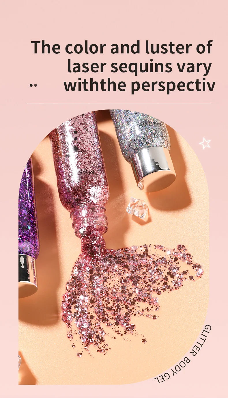Body Glitter Gel Sequins Long Acting Face Eyes Hair Prom Party Mermaid Scales Not Easy To Take Off Makeup