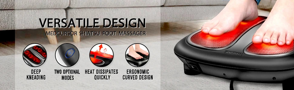 Electric Foot Massager with Heat Compress – Shiatsu Foot Massage Machine for Pain Relief