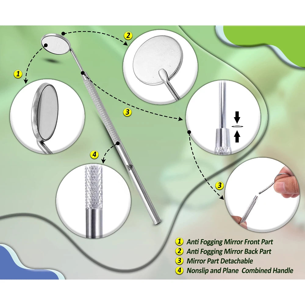 NIGF 1pc Stainless Steel Dental Oral Mirror Eyelash Extension Teeth Whitening Cleaning Tool Makeup Tool Handle Mirror