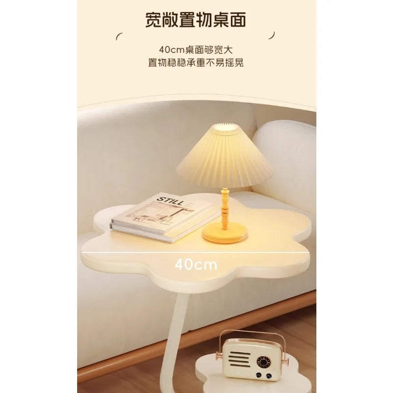 Cream Windblown Hair Coffee Table – Modern Minimalist Small Side Table for Living Room
