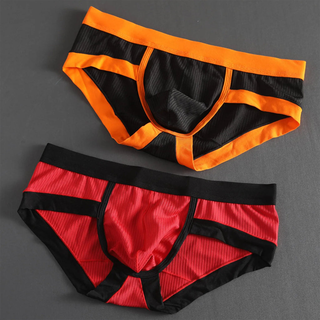 Men's Low-Waist Sexy Striped Briefs – U-Convex Breathable Soft Fiber Underwear