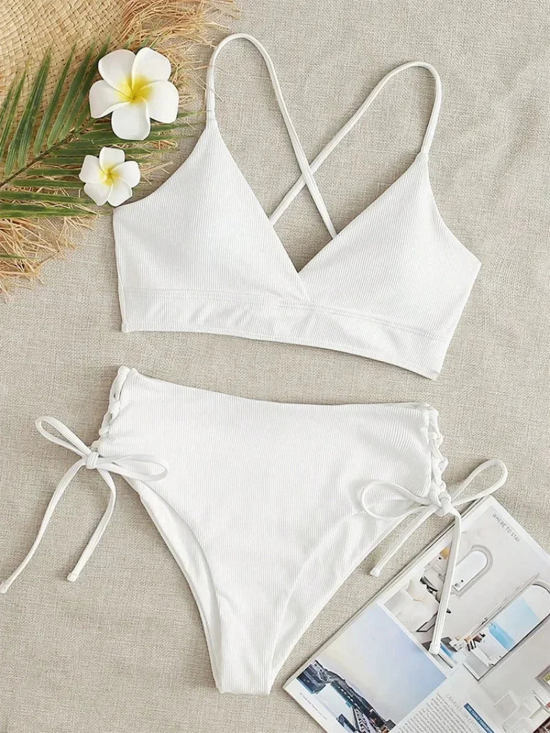 Sexy Bandage High Waist Brazilian Bikini Set – Women's Swimsuit