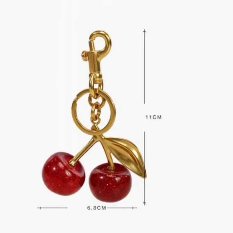 Red Cherry Pendant Keychain for Women'S Cute Bag Decoration Multifunctional Jewelry Car Key Accessories Trendy Charm Keyring