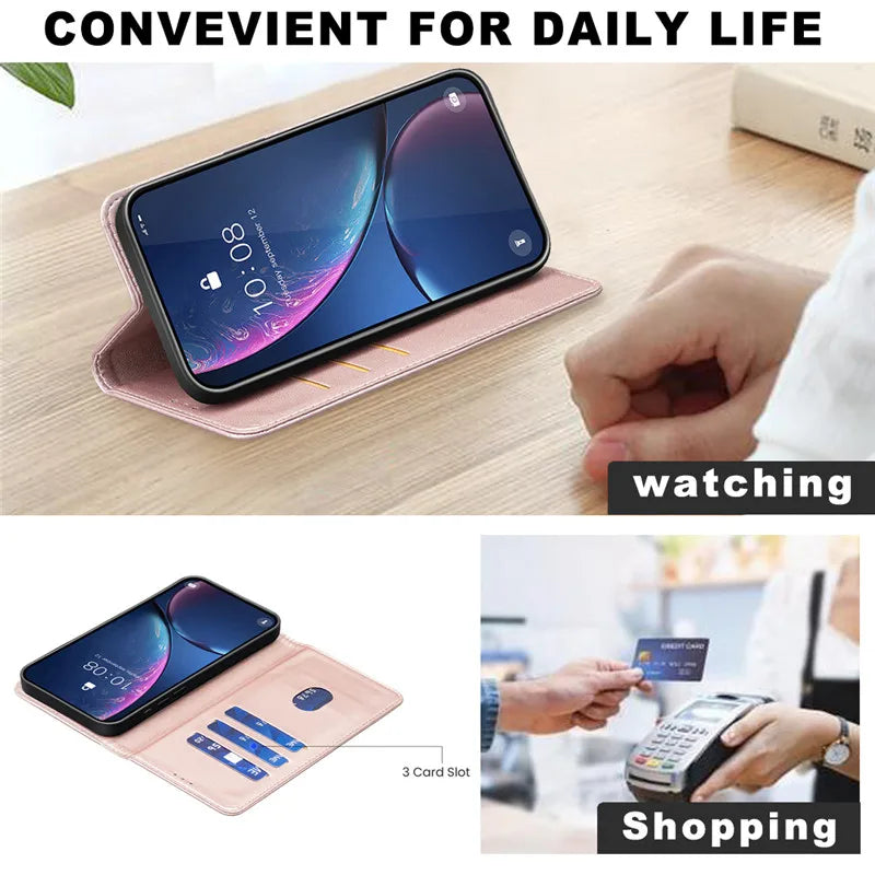 Luxury Leather Flip Phone Case for Xiaomi – Premium Wallet Cover with Card Slots