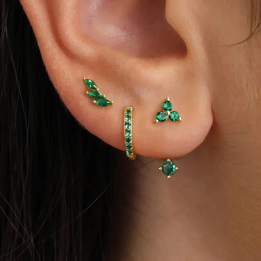 3 Pairs Exquisite Zircon Little Huggies Hoop Earrings Set for Women Stainless Steel Unique Cartilage Earring Piercing Jewelry