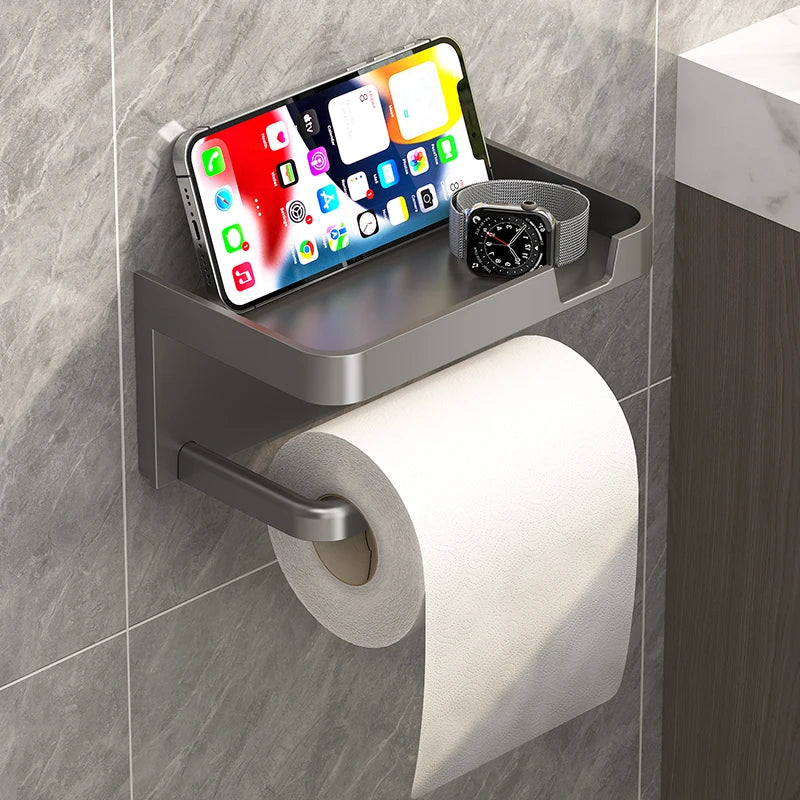 Wall Mounted Toilet Paper Holder – Rustproof Thickened Plastic Storage Rack for Bathroom & Kitchen