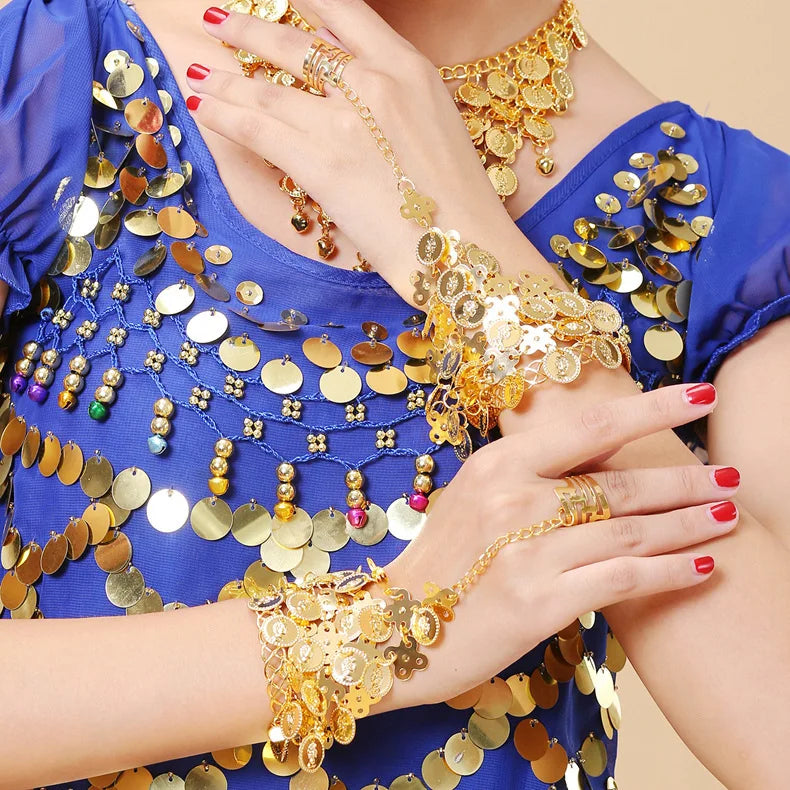 Indian Dance Jewelry Set – Necklace, Headwear, Earrings & Bracelet for Women's Party