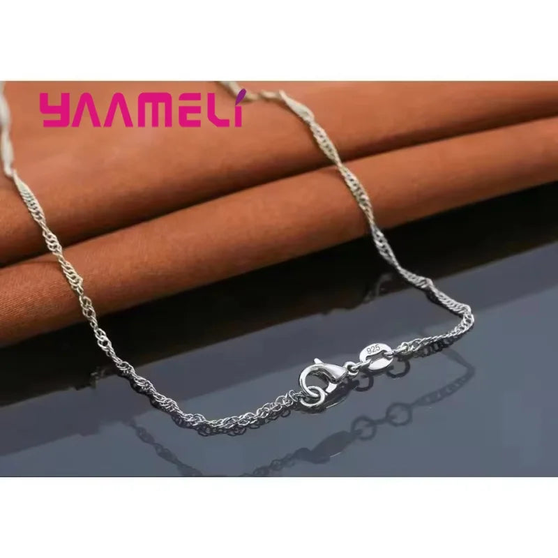 925 Sterling Silver Jewelry Set – Charm Pendant Necklace & Hoop Earrings for Women