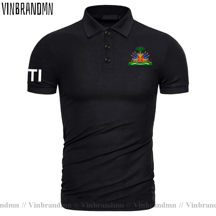 Haiti Haitian Flag Polo Shirt – Men's 100% Cotton Short Sleeve Casual Top