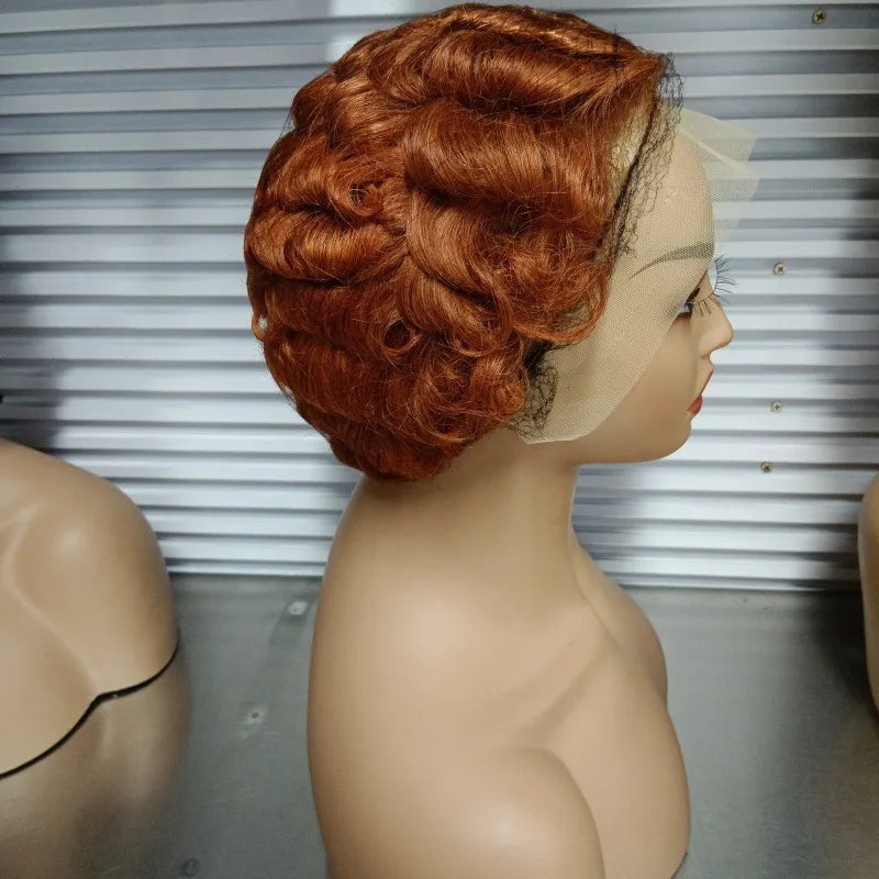Full Hand Weaving Short Curly Wig 13*4 Lace Frontal Design Brazilian Virgin Remy Human Hair New Style Comfortable & Natural Fit