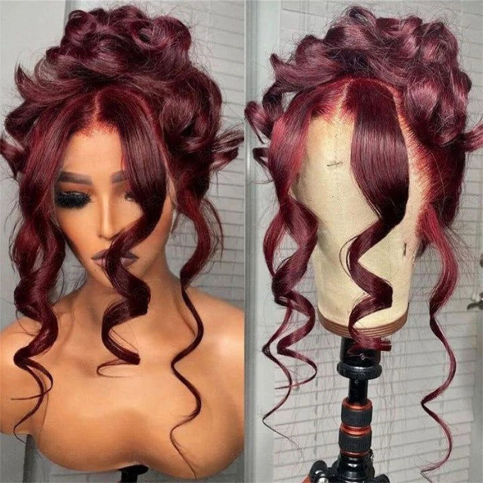 99J 360 Full Lace Wig Human Hair Pre Plucked Burgundy 250 High Density Lace Wigs Body Wave Lace Front Wig Human Hair Wigs