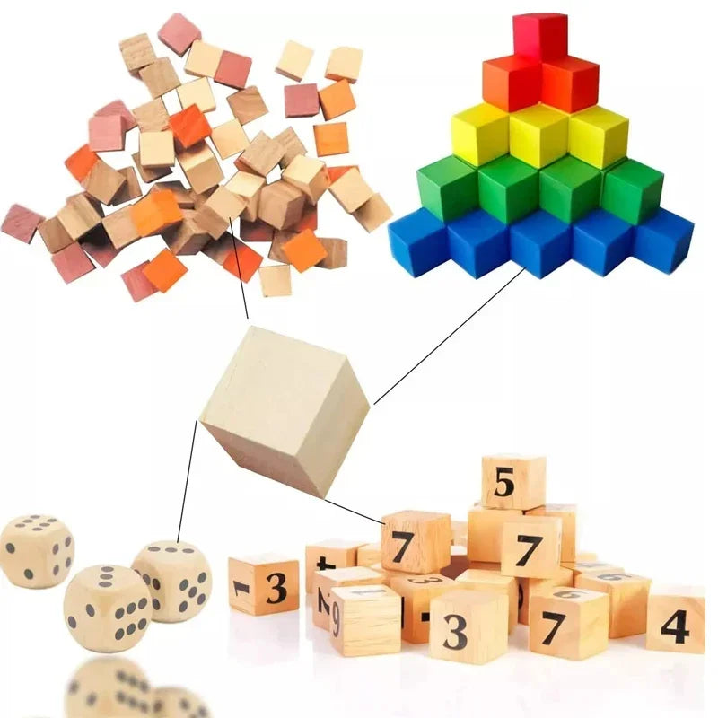 Unfinished Wood Cubes for Crafts | 12pcs 3.5cm Natural Pine Square Blocks | DIY Painting, Decor & Party Projects