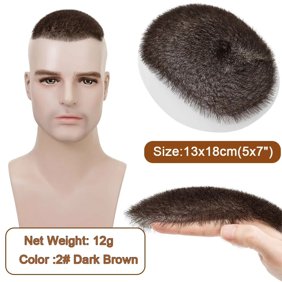 Men's Buzz Cut Toupee | 100% Human Hair | Super Thin PU Skin Base | Natural Black & Blonde