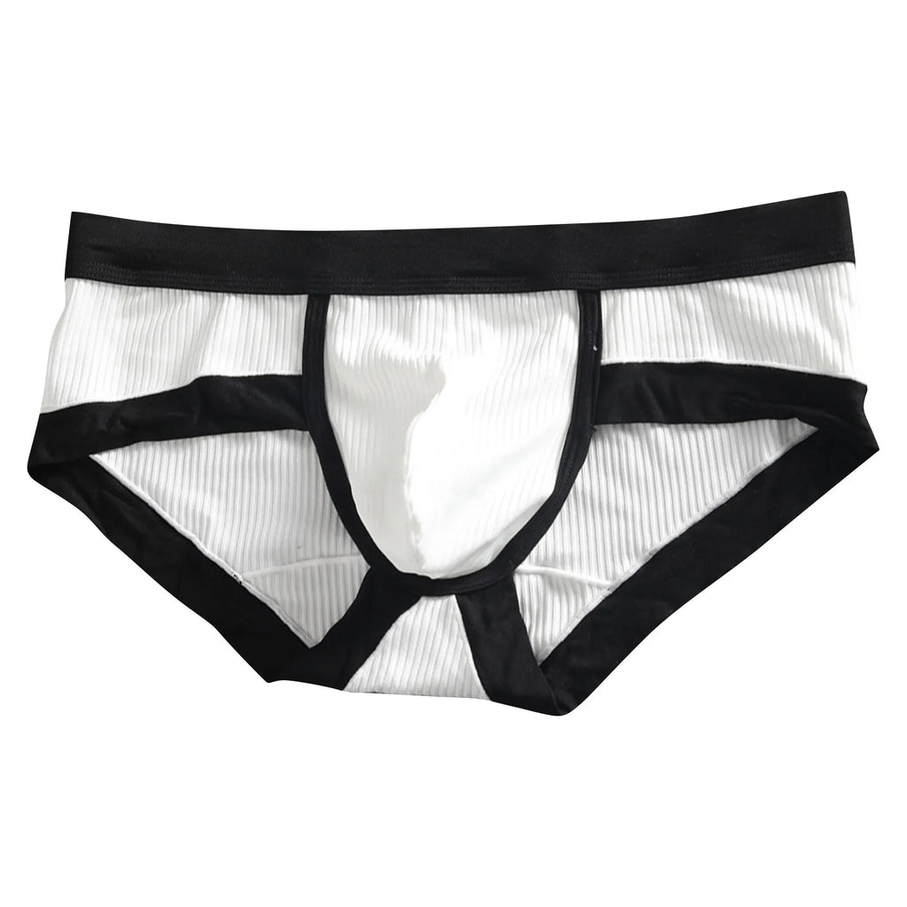 Men's low-waist sexy underwear U-convexs large bag youth striped Underpants breathable soft comfort loose fiber fabric briefs