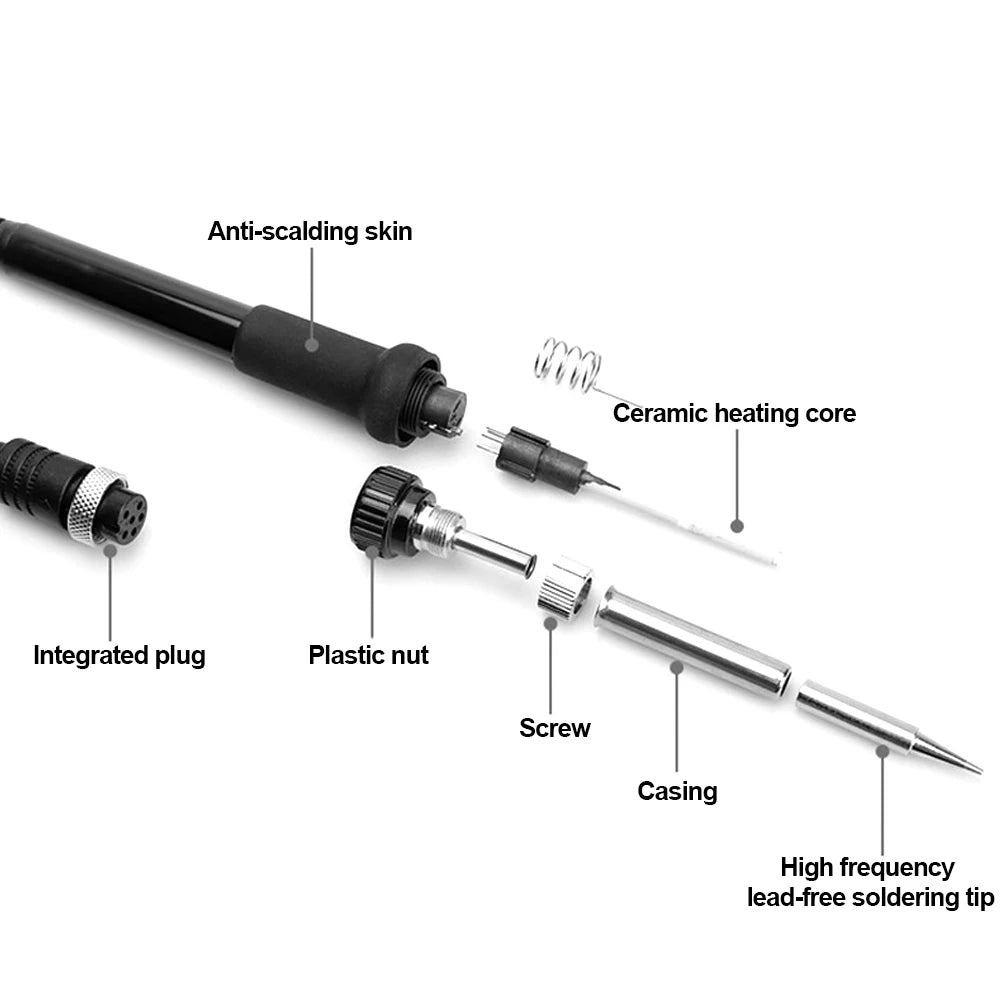 3Pcs/set Socket+nut+electric Wood Head,Soldering Station Iron Handle Accessories For 852D 936 937D 898D Iron Head Cannula Iron