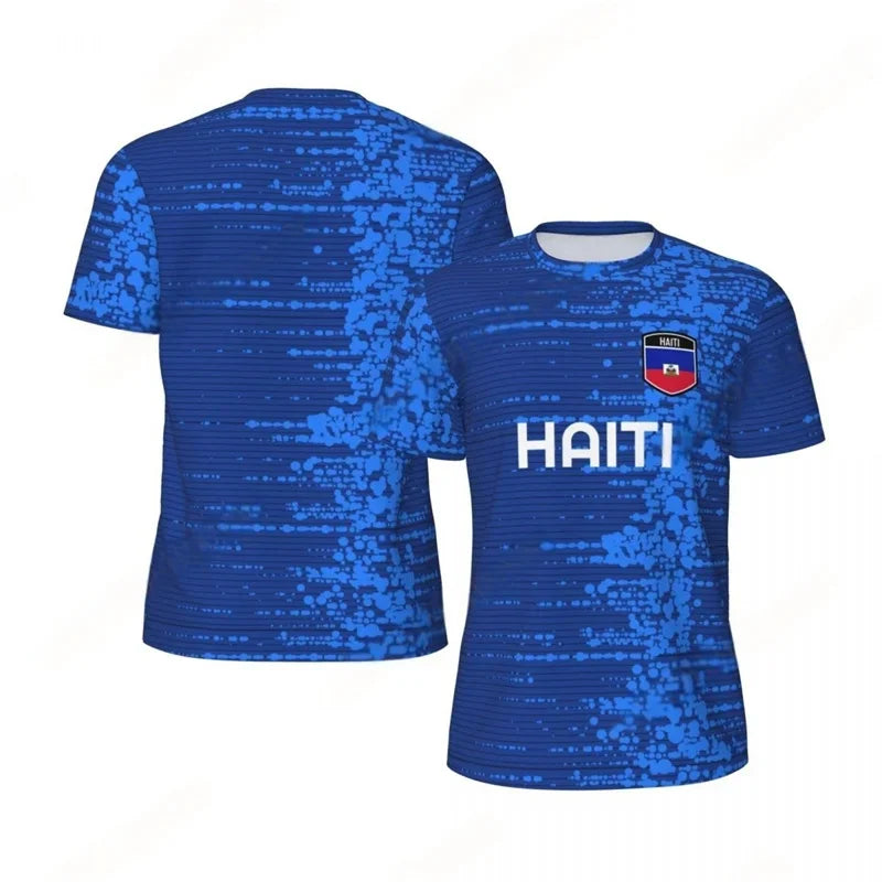 Haiti Flag Football 3D Print Sport T-Shirt – Men's Breathable Round Neck Tee