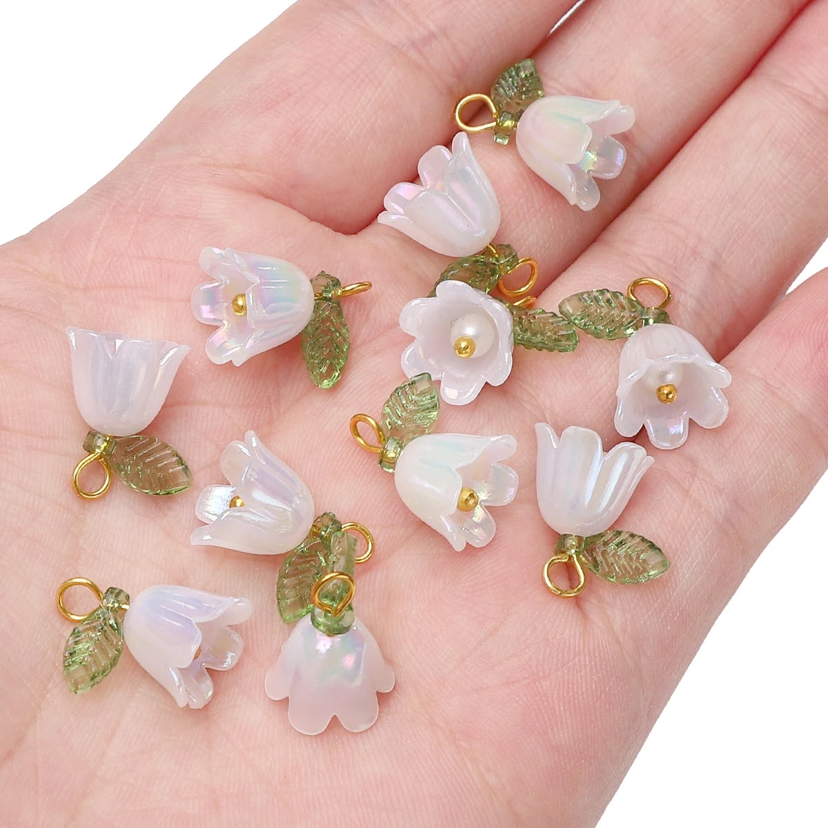 11x14mm 2-10Pcs acrylic lily of the valley flower bud beads plated with colored loose beads, handcrafted DIY making jewelry brac