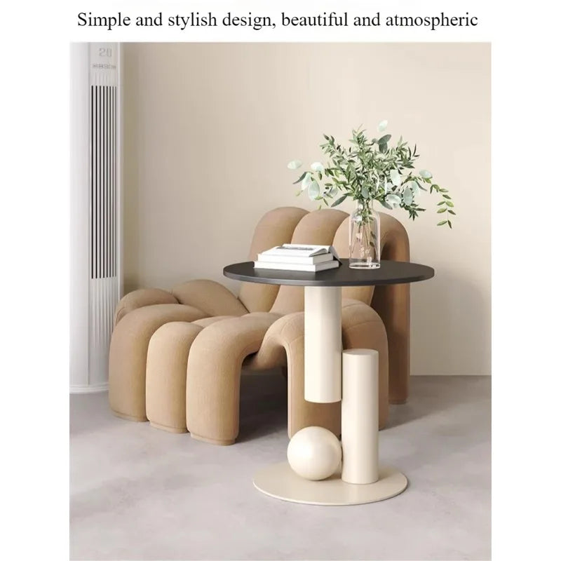 Living Room Sofa, Coffee Table & Side Cabinet Set – Light Luxury Balcony Bedside Furniture