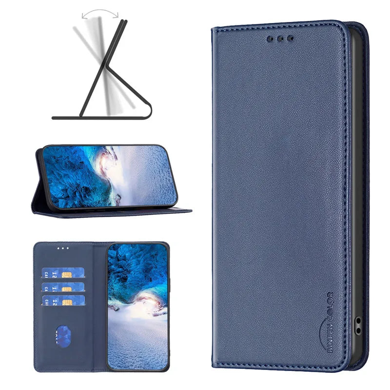 Luxury Leather Flip Phone Case for Xiaomi – Premium Wallet Cover with Card Slots