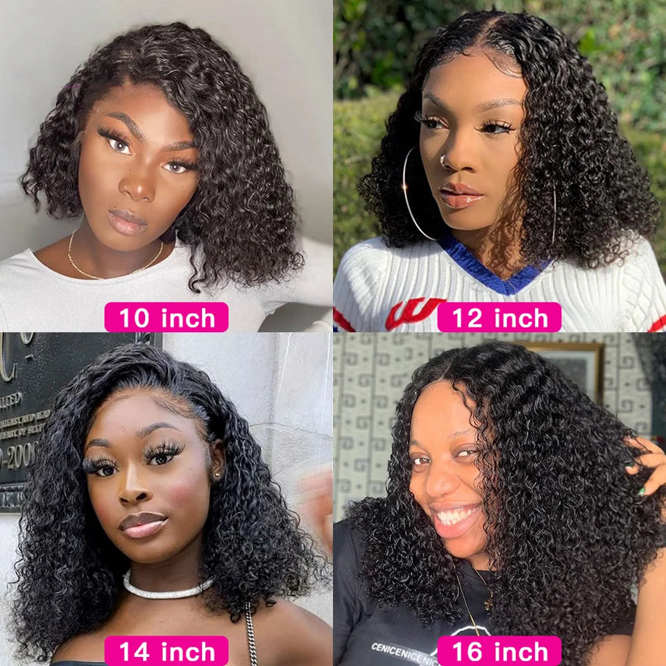 Short Curly Bob Human Hair Wigs For Women 13x4 Deep Water Curly Wave Lace Front Wig Glueless Curly Bob Wig Deep Wave Frontal Wig
