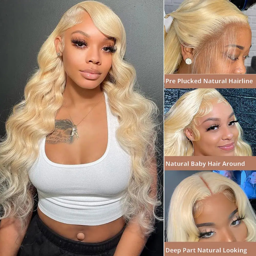 13x4 HD 613 Body Wave Honey Blonde Lace Frontal Human Hair Wigs Brazilian 613 Colored 13x6 Lace Front Wig For Women Pre Plucked