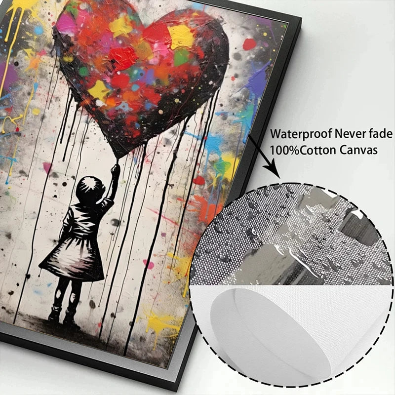 Pop Street Graffiti Wall Art Banksy Boy Girl with Balloon on Canvas Posters and Prints Painting for Living Room Home Decor Gifts