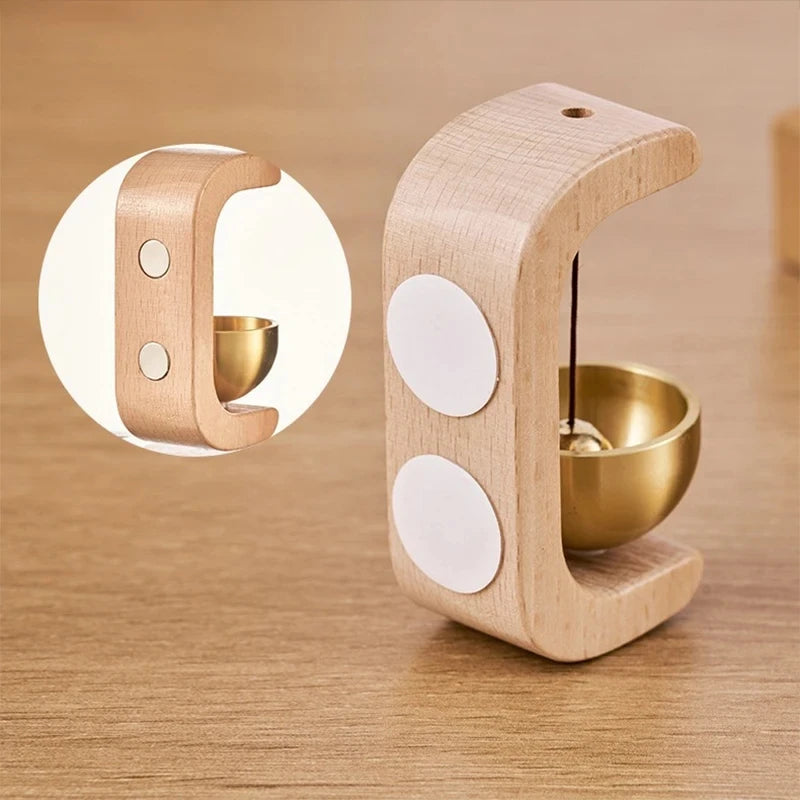 Wooden Magnetic Wind Chime Doorbell | Brass Jingle Bell Entry Reminder | Nordic Minimalist Home Decor Door Pendant