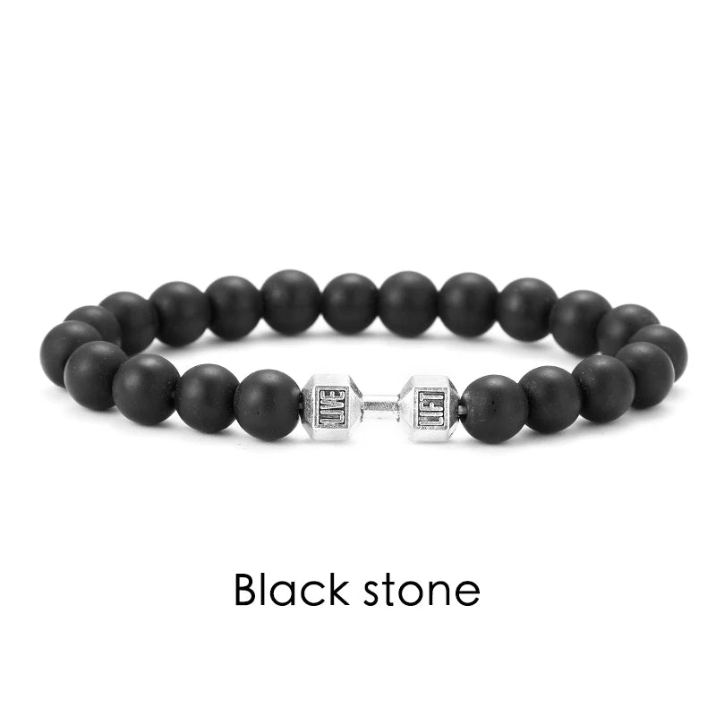 Natural Volcanic Stone Bracelet – Matte Black Lava Bead Fitness Bracelet for Men & Women