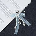 Y2k Imitation Pearls Lace Bowknot Keychain Sweet Beaded Pendant Keyring for Women Handbag and Backpack Key Chain Punk Ornament