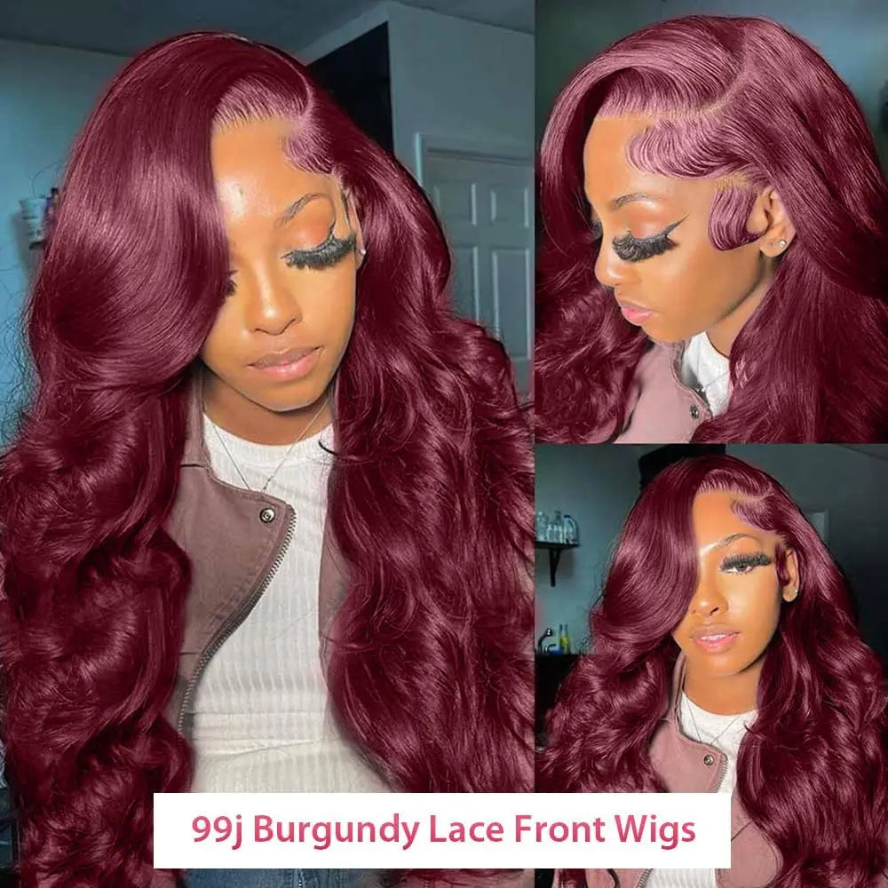 99J 360 Full Lace Wig Human Hair Pre Plucked Burgundy 250 High Density Lace Wigs Body Wave Lace Front Wig Human Hair Wigs