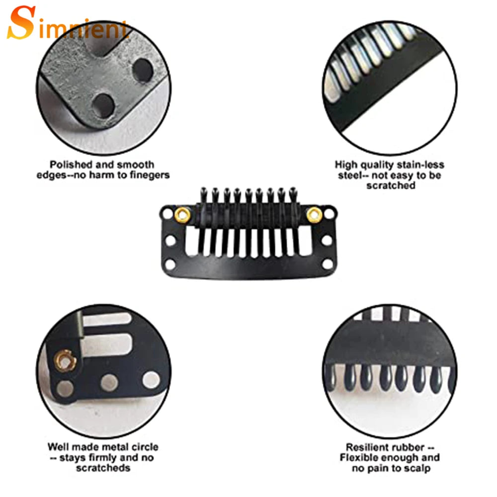 U/T Shape 30Pcs/Lot Clip In Hair Extension Wig Clips For Human Hair Bangs Snap Hair Clips For Extensions Metal Comb For Closure