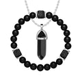 2pcs/set New Magnetic Bracelets and Necklace Set Men Nature Stone Bead Couple Bracelets Set for Women Health Care Help Weight Lo