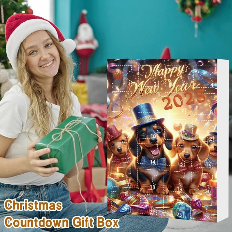 Christmas Advent Calendar 2025 | 24-Day Dachshund Pendant Countdown Blind Box | Holiday Surprise Gift & Tree Decor